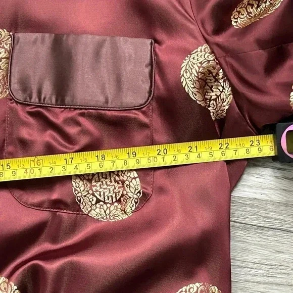 Vintage Men's Oriental Brown Satin Chinese Smoking Jacket